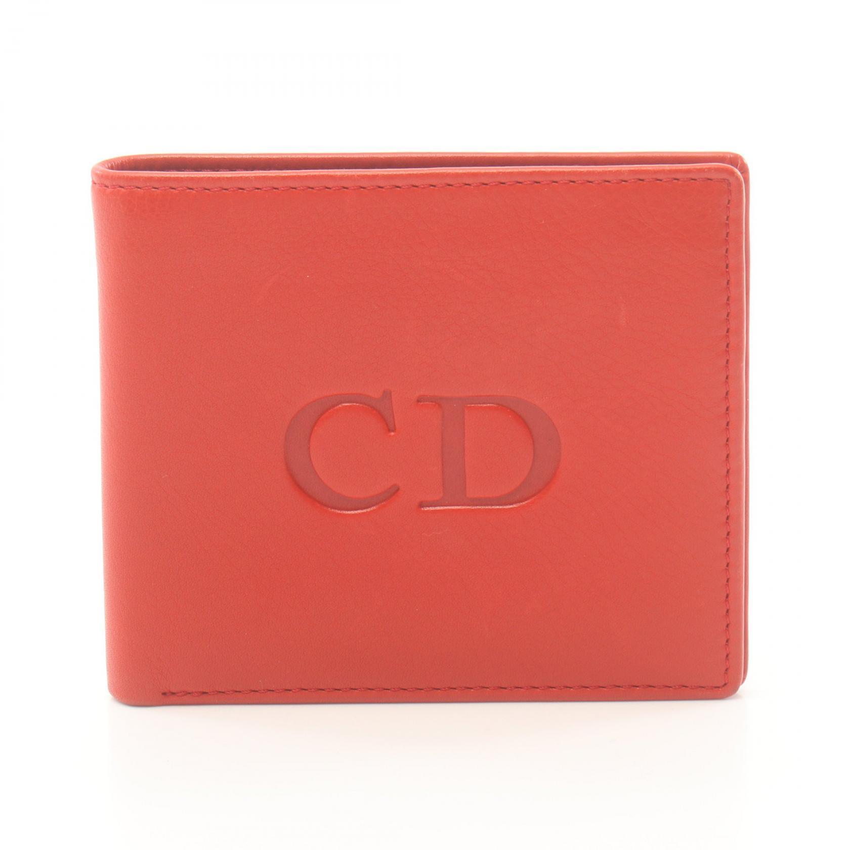 Dior Bifold Wallet Leather Red